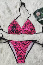 Y2K Baddie Skull Leopard Print Swimwear