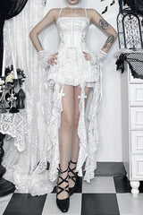 Goth Sweet Lace Eyelet Crop Tank Top