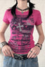 Y2K Gothic Cross Print Slim Crop T-shirt