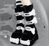 Suede Rivet Knee High Chunky Heeled Gothic Boot