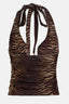 Y2K Vintage Deep V Neck Animal Print Halter Top