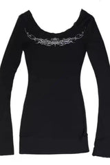 Y2K Gothic Print Knit Top