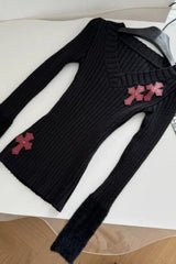 Vintage Slim Lace Sling 2-piece Set Knit Top