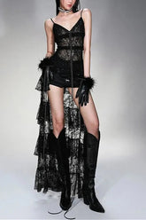 Gothic Lace Patchwork Midi Dress