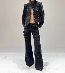 Stretch Grunge Flare Pants