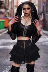 Halloween Gothic Punk High Waist Zipper Mini Skirt