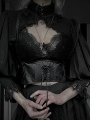 Gothic Cropped Lace Turtleneck Coat
