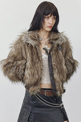 Double Faced Plush Patchwork Coat