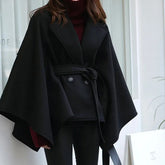 Belted Wool Shawl Cape Cloak