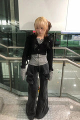 Y2K Subcultural Hooded Knit Top