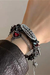 Gothic Black Leather Cuff Bracelet