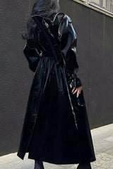 Cool Black Shiny Trench Coat