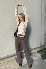 Y2K Vintage Turn Down Collar Knit Top