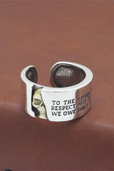 Retro Distressed Color Block Letter Skull Ring