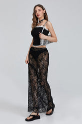 Halloween Sexy Sheer Lace Bodycon Maxi Skirt