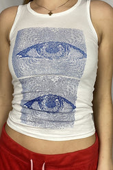 Edgy Graphic Print Slim Fit Crop Top