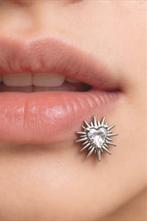 Heart Zircon External Thread Lip Stud