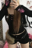 Y2K Gothic Graphic Slim Knit Top