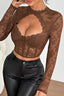 Floral Lace Cutout Long Sleeve Corset