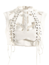 Cutout Lace Up Skeleton Tank Top