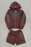Graphic Zip Hoodie Shorts Sets