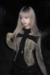 Punk Cross Contrast Long Sleeve T-Shirt