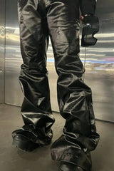 High Street Dark Coated Wide Leg Pants