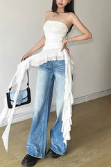 Off Shoulder Tassel Wrap Crop Top