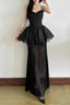 Goth Dark Halter Mesh Stitch Hem Backless Maxi Dress