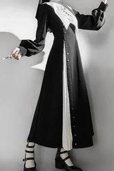 Dark Lolita Halloween Cosplay Draped Long Sleeve Maxi Dress