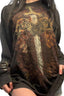 Ornate Cross Graphic Oversized Sweatshirt