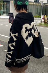 Vintage Punk Skull Thick Knit Women's Sweater