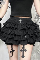 Halloween Punk Gothic Ruffled Skirt with Ballerina Skirt