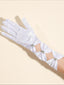 Gothic Black Rhinestone Mid-length Satin Formal Gloves