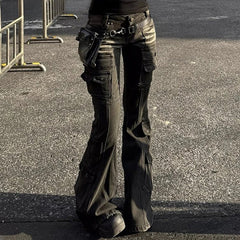 Distressed Stretch Bootcut Pants