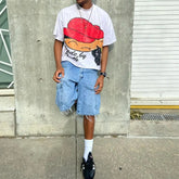 Comic Print Round Neck Cotton T-shirt