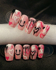 Millennial Hot Girl Black Pink Press On Nails
