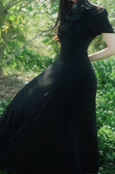 Elegant Crane Print Retro Maxi Dress