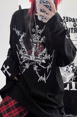 Punk Gothic Print Knit Top