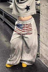 Lazy-Style Washed Tie-Dye Wide Leg Pants