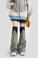 Patchwork Color Block Slouchy Wide Leg Long Socks