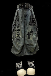 Dark Ruched Capri Denim Shorts