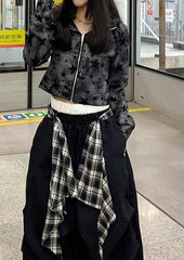 Street Style Star Print Zip-Up Hoodie