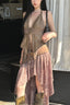 Wasteland Style Beaded Strap Halter Ruffled Skirt Sets