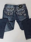 Edgy Y2K Vintage Sequin Low-Rise Denim Pants