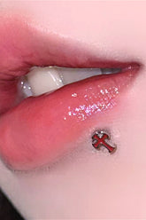Vintage Solid Cross Lip Stud