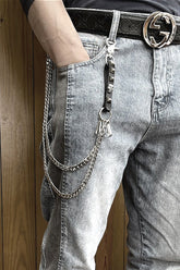 Leather Tag Skull Rivet Alloy Waist Chain