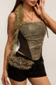 Vintage Lace Splicing Furry Collar Halter Top