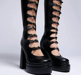Gullick Black Platform Knee High Gothic Boot