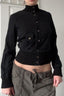 Cropped Stand Collar Button Jackets